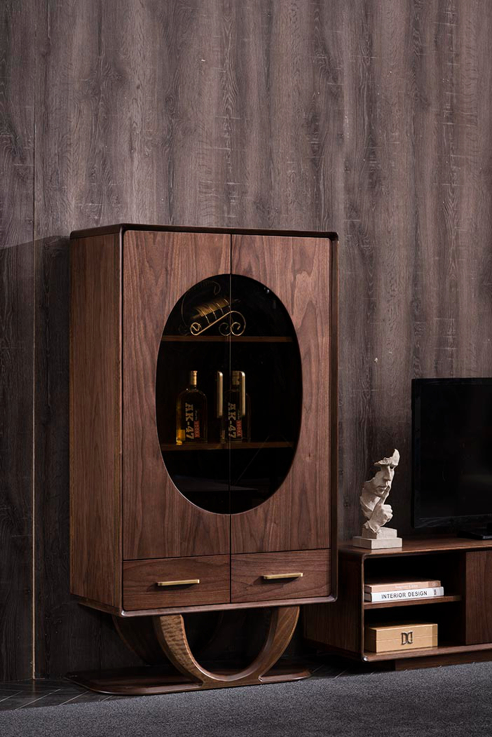 全实木进口胡桃木精品酒柜